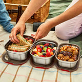 BLACK+BLUM multifunction storage containers 3-piece set with 650, 900, and 1200 ml sizes, featuring sleek black design.
