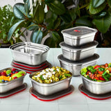 BLACK+BLUM multifunction storage containers set with 3 sizes in black, featuring secure lids and sleek design for kitchen organization