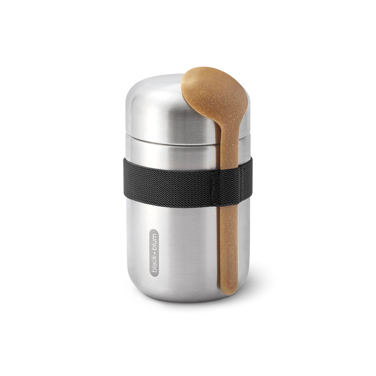 BLACK+BLUM orange food flask lunchbecher with secure lid and compact design, ideal for keeping meals fresh and portable.