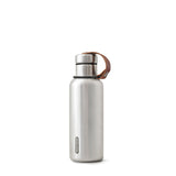 Black+Blum original insulated flask showing stainless steel body, leak-proof lid, and compact design for hot and cold beverages.