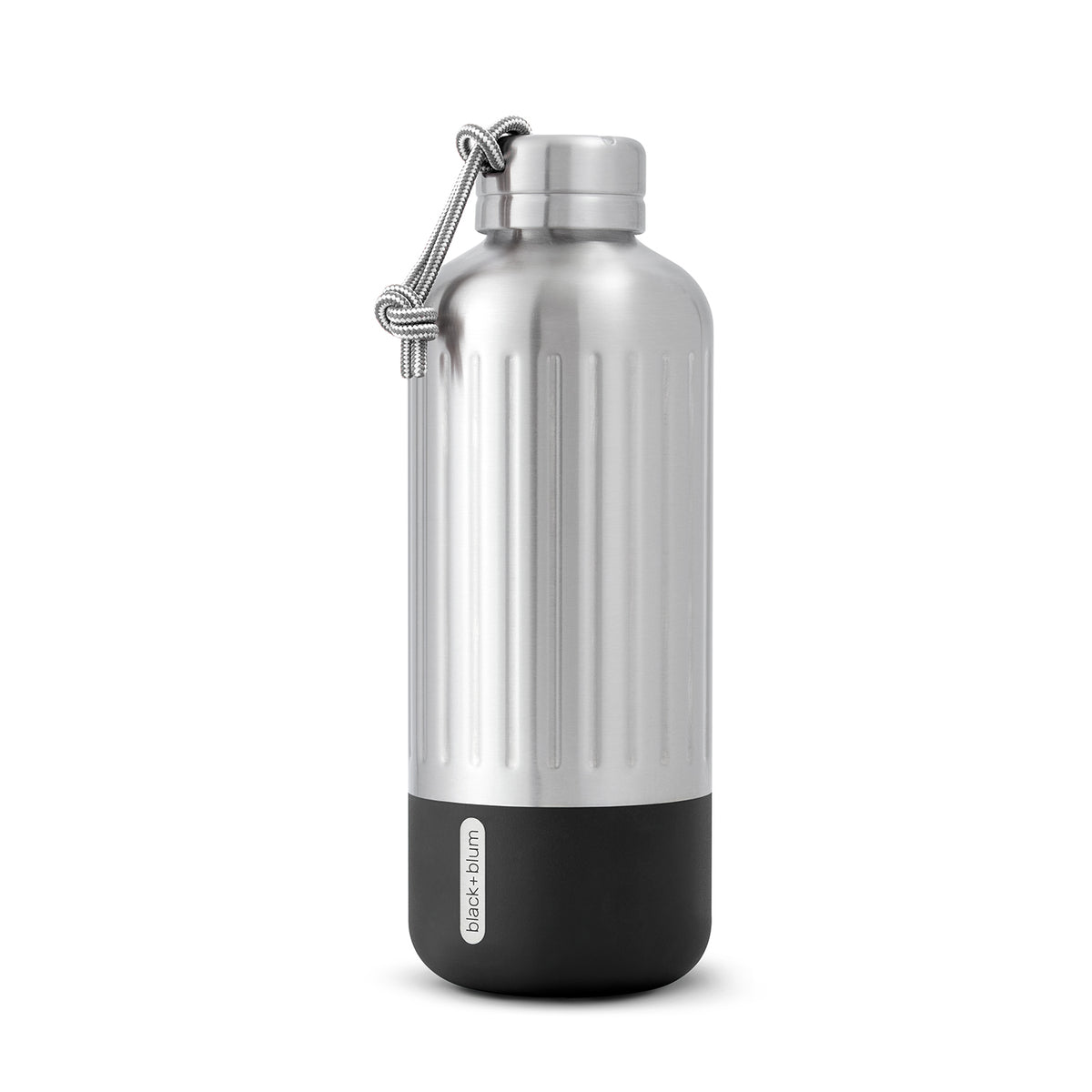 BLACK+BLUM Explorer insulated flask in vibrant orange with a sleek stainless steel body and black screw-on lid.