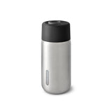 BLACK+BLUM orange TO-GO thermobecher with 340ml capacity, showing the sleek, insulated design and secure lid.