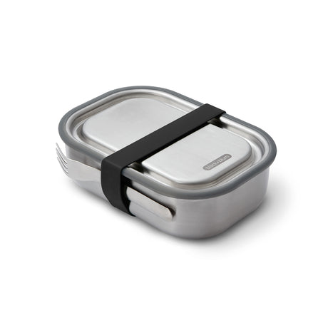 BLACK+BLUM classic 1000ml lunchbox with a sleek black design and secure lid, perfect for carrying meals on the go.