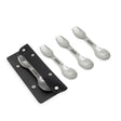 BLACK+BLUM Göffel set with four stainless steel sporks for to-go lunch, featuring a sleek, modern design.