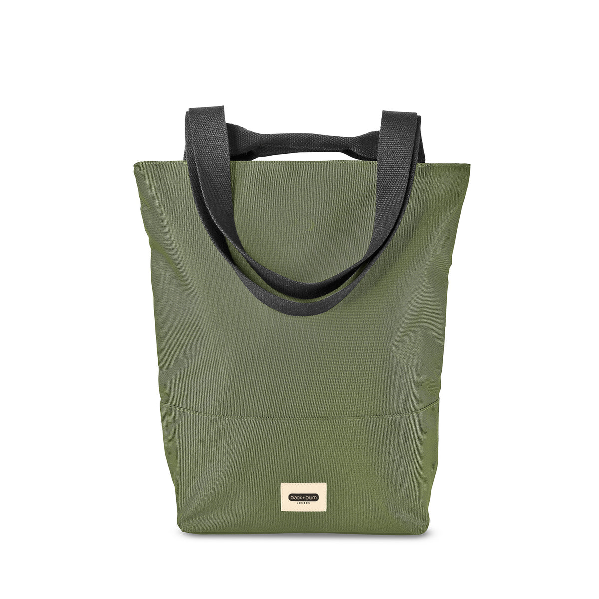 Black+Blum insulated picnic tote bag with handles, designed for carrying food and drinks on outdoor picnics.