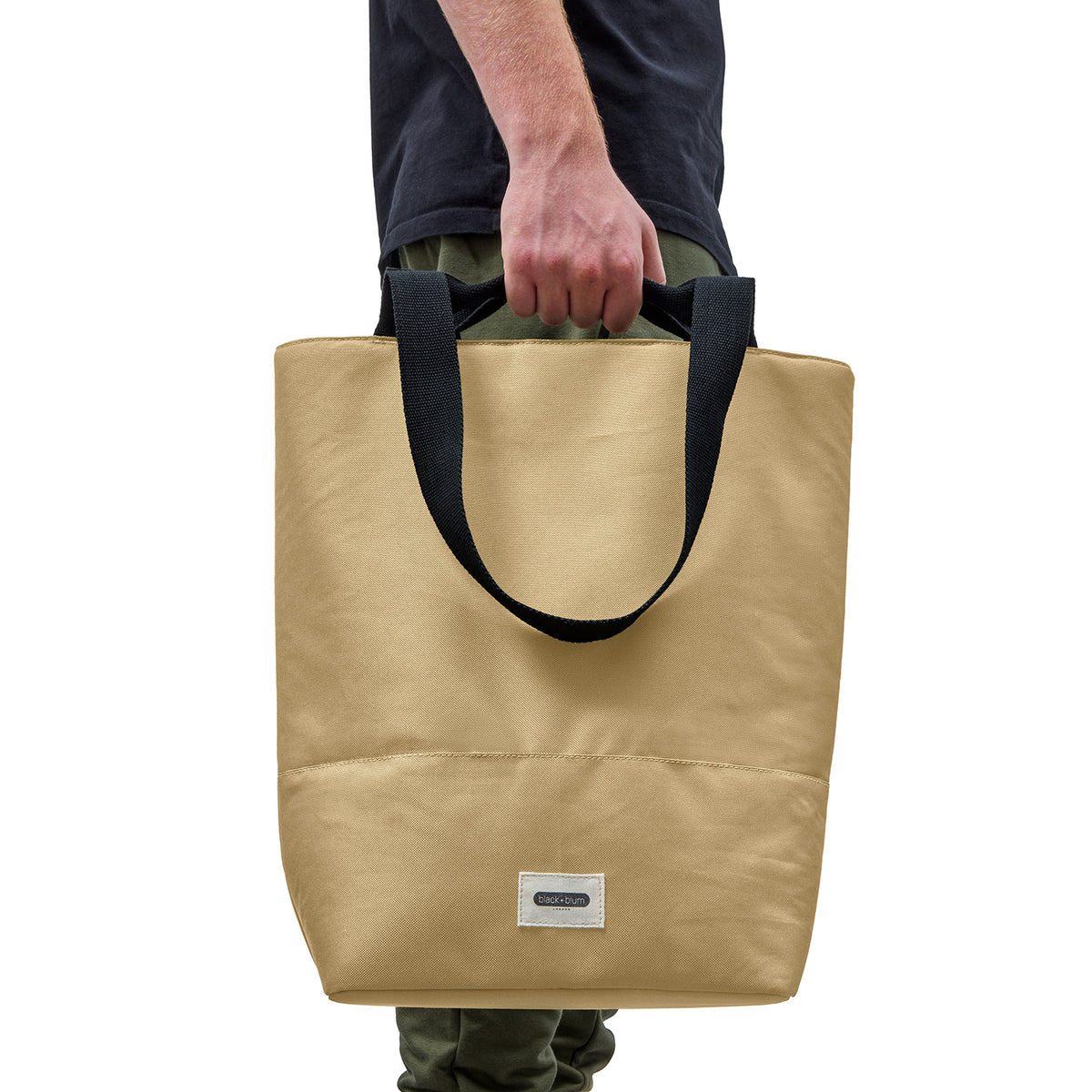 BLACK+BLUM insulated picnic tote bag with handles, lightweight and durable for outdoor food transport.