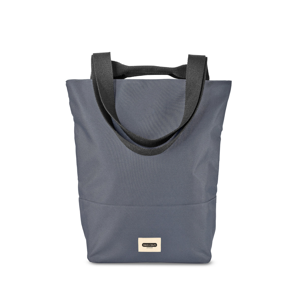 Black+Blum insulated picnic tote bag with handles, showing a sleek black design and spacious interior for outdoor meals.