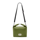 BLACK+BLUM insulated lunchbag with black exterior and adjustable shoulder strap, designed for carrying lunch in a 10L capacity.