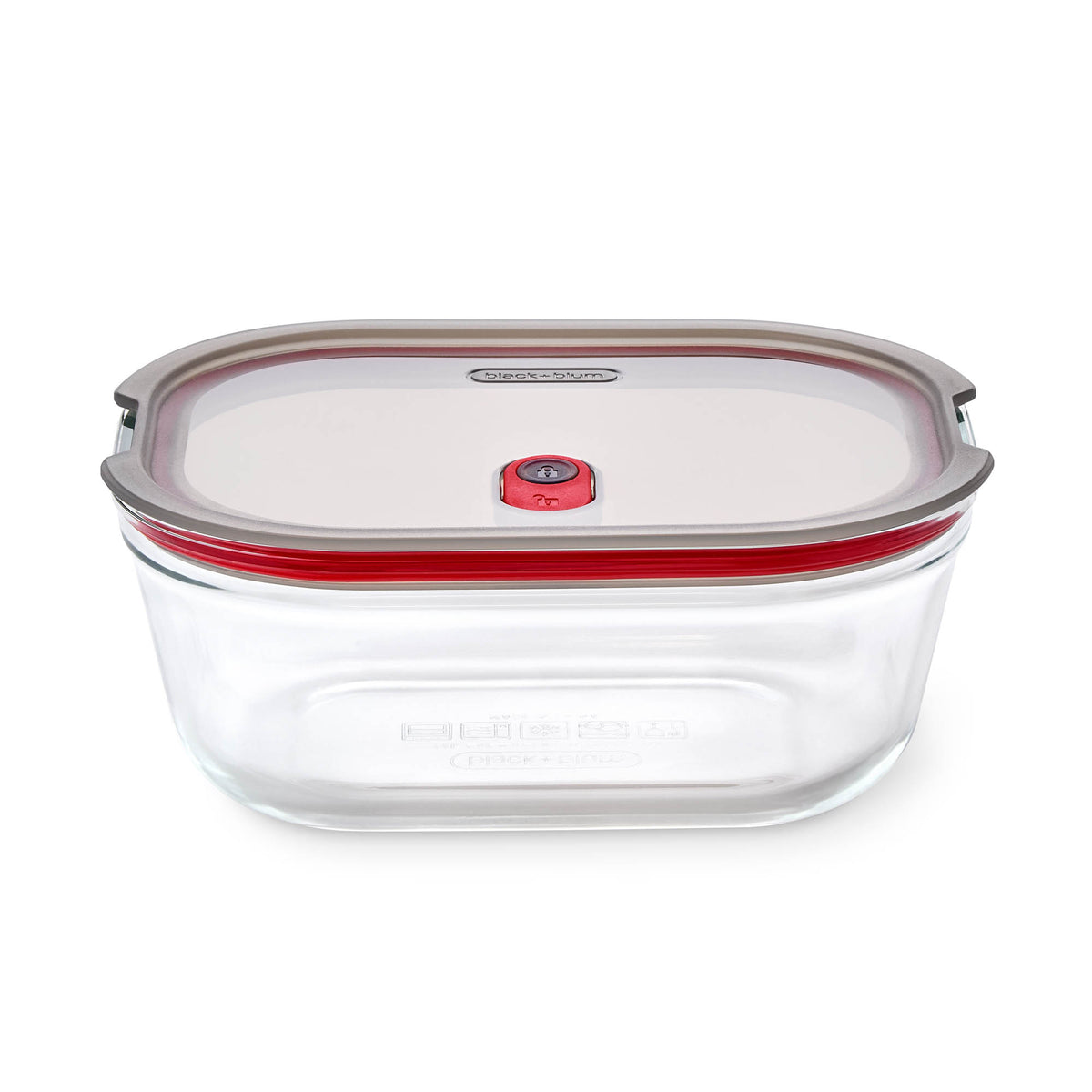 Black+Blum multifunction glass storage jar with airtight lid, ideal for kitchen organization and food storage.