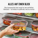 Black+Blum glass multifunction storage jar with black silicone lid, featuring a sleek, modern design for kitchen organization.