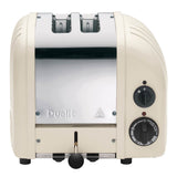 Dualit NewGen toaster in cremeweiß with a 2-slice capacity, showcasing its sleek design and modern features.