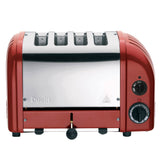 Dualit NewGen four-slice toaster with rotary controls, stainless steel finish, and modern design.