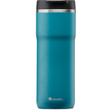 ALADDIN Barista marine-blue thermos tumbler with 470 ml capacity, stainless steel insulated drink container, close-up view.