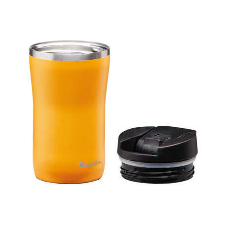 ALADDIN Barista thermobecher in Sonnen-Gelb, 250 ml, stainless steel travel mug with lid and ergonomic design for hot beverages.