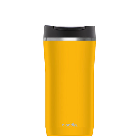 ALADDIN Barista thermobecher in sunny yellow, 350 ml, with stainless steel body and spill-proof lid for hot beverages.