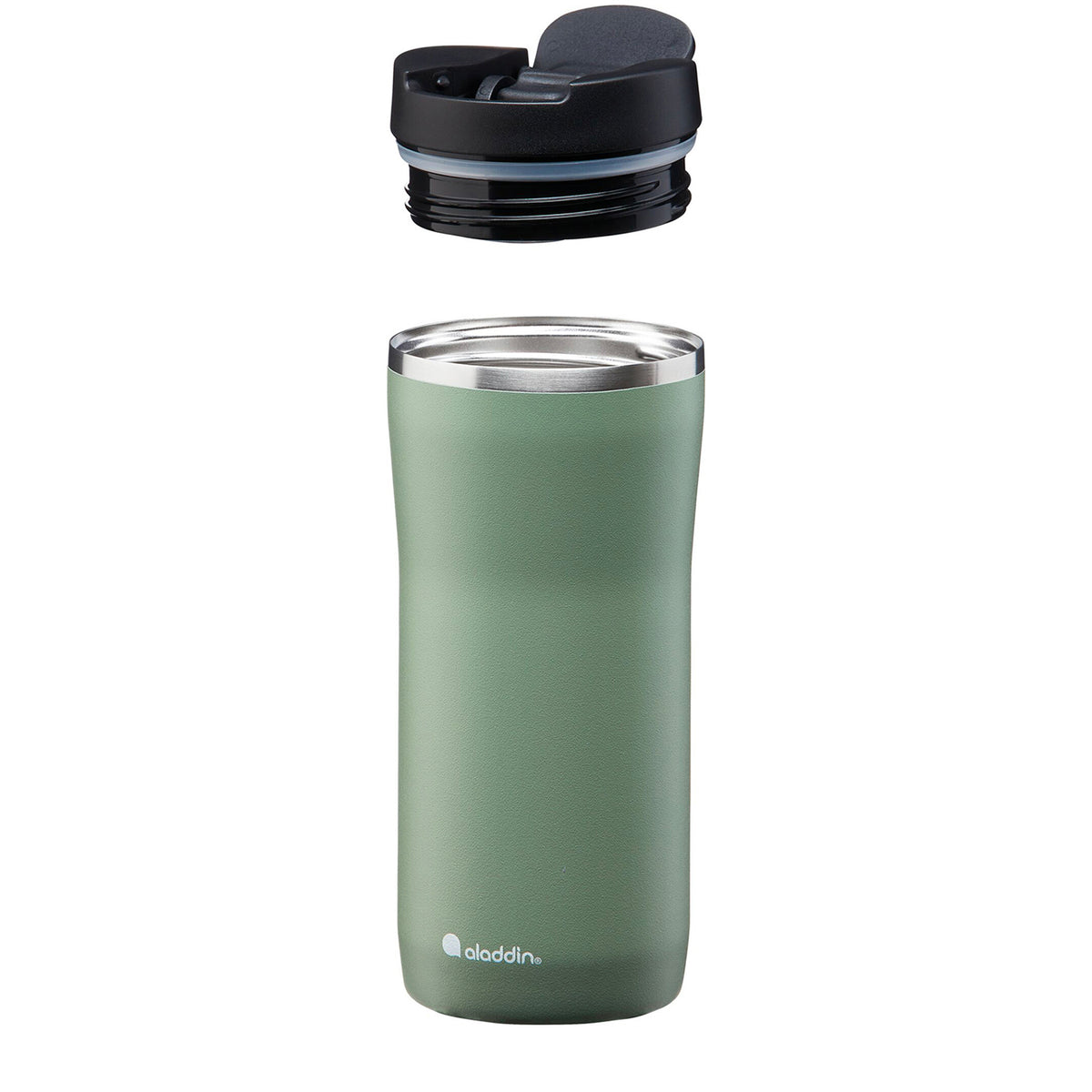 ALADDIN Barista thermobecher in green, 350 ml, stainless steel travel mug with lid and double-wall insulation for hot drinks.