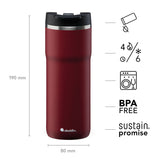 ALADDIN Barista thermobecher in burgundy with a 470 ml capacity, featuring a sleek design and spill-resistant lid.