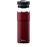 ALADDIN Barista burgundy thermobecher with 470ml capacity, stainless steel travel mug with lid and handle, suitable for hot beverages.