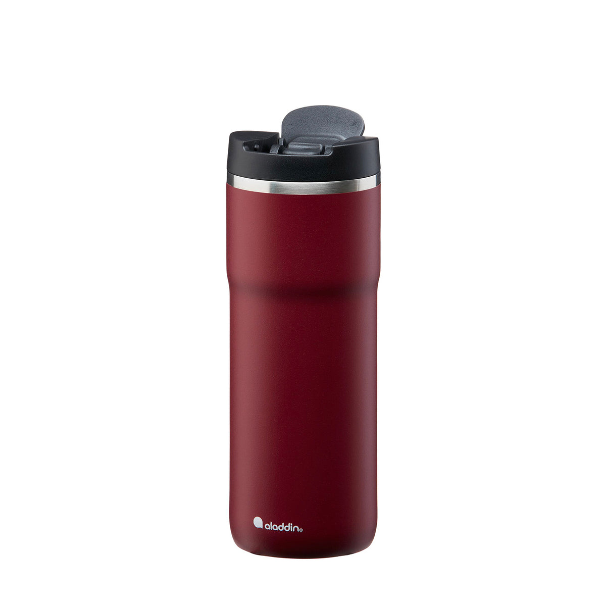 ALADDIN Barista burgundy thermobecher with 470ml capacity, insulated travel mug with lid and durable design.