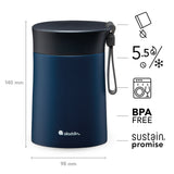 Aladdin blue 400ml lunch beaker with lid, insulated stainless steel drink container for meals and beverages