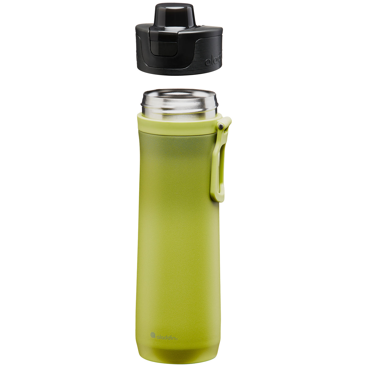ALADDIN Sports Thermavac insulated bottle in lime green with a sleek design for hot and cold beverages.