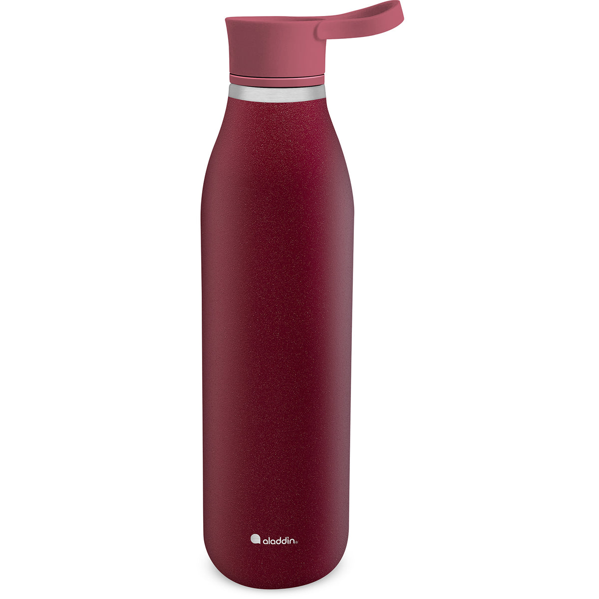Red ALADDIN City Loop insulated bottle, 600 ml, featuring a sleek design and secure lid for hot and cold beverages.