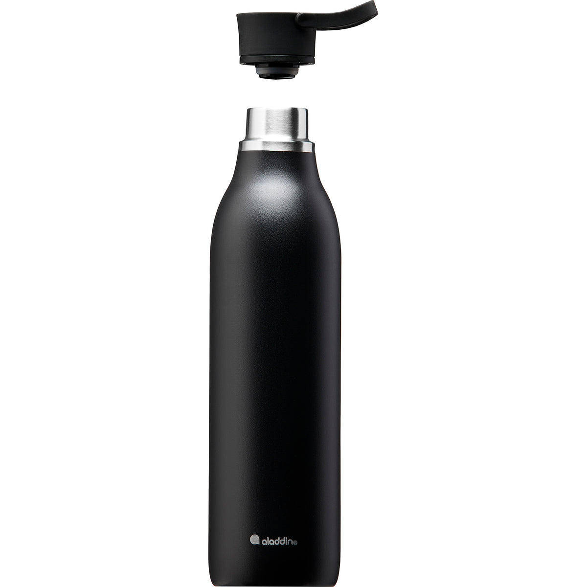 ALADDIN City Loop black insulated bottle, 600 ml, with a sleek design and secure cap, ideal for keeping beverages hot or cold.