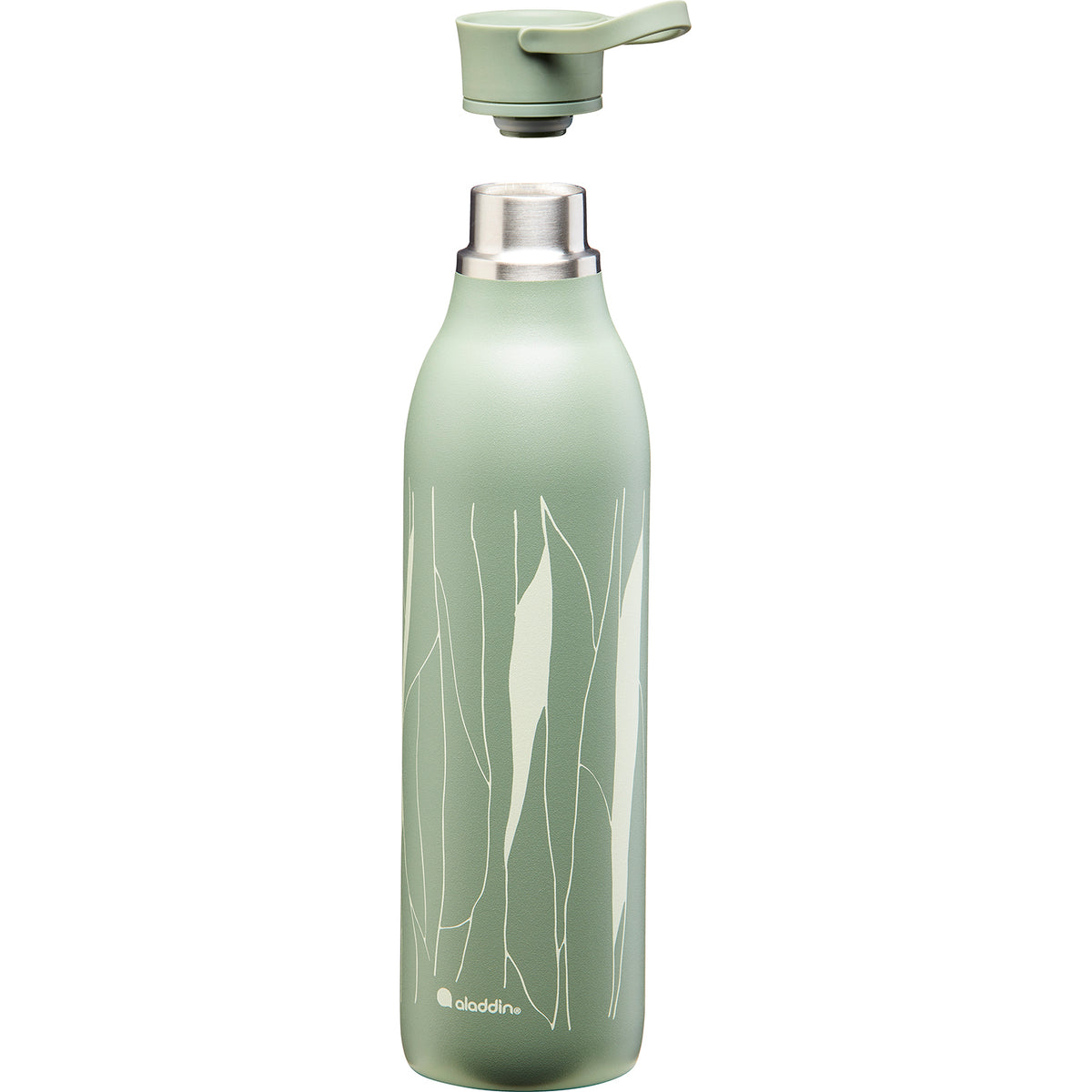 Green ALADDIN CITY LOOP insulated bottle, 600ml, with a sleek design and secure cap for hot or cold beverages.