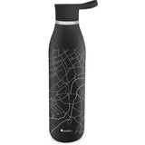 Black ALADDIN City Loop insulated bottle with 600ml capacity, featuring a sleek design for keeping beverages hot or cold.