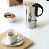 GNALI & ZANI Chicca espresso maker, classic stovetop espresso pot in stainless steel, designed for rich Italian coffee brewing.