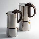 GNALI & ZANI Chicca espresso maker, stainless steel stovetop espresso pot with black handle and lid.