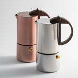 GNALI & ZANI Chicca espresso maker, stainless steel stovetop espresso pot with black handle and lid, compact design for brewing coffee.