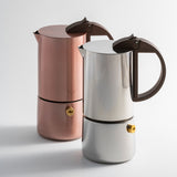 GNALI & ZANI Chicca espresso maker, 3-cup stovetop espresso pot with stainless steel design and ergonomic handle.