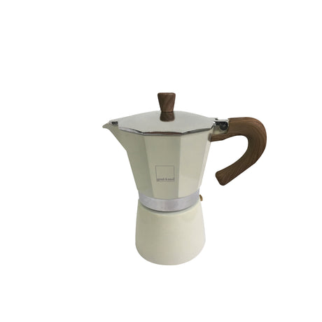 GNALI & ZANI Venezia espresso maker in cream color with stainless steel handle, designed for brewing rich coffee.