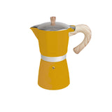 GNALI & ZANI Venezia yellow espresso maker, stovetop espresso pot with classic design and bright yellow finish.