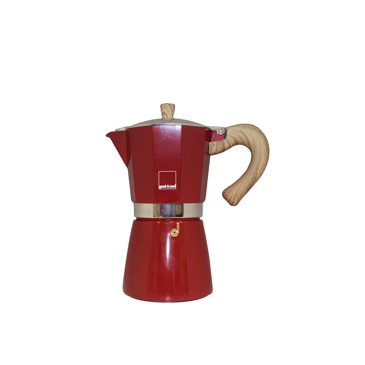 Red GNALI & ZANI Venezia espresso maker, stovetop espresso pot, with a classic design and handle, used for brewing coffee.
