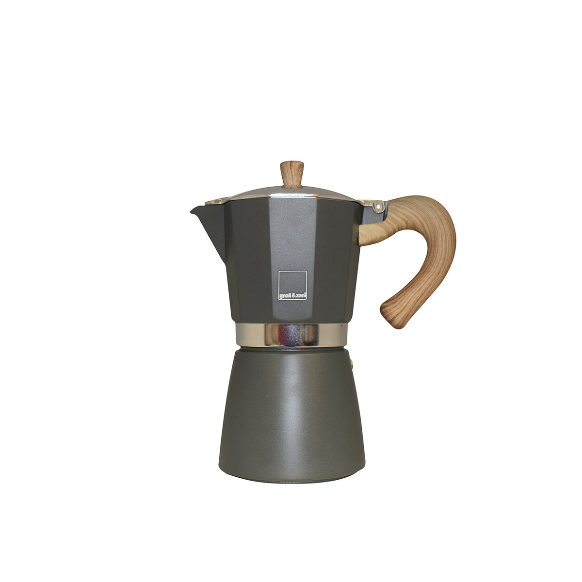 GNALI & ZANI Venezia gray espresso maker, stovetop espresso pot with sleek design and durable construction.