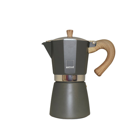 GNALI & ZANI Venezia espresso maker in gray, stovetop espresso pot with a sleek design and sturdy handle for brewing espresso.
