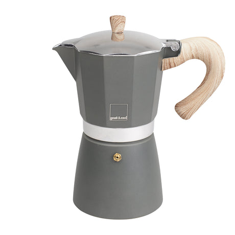 GNALI & ZANI Venezia espresso maker in gray, stovetop coffee pot with classic design and metallic finish.