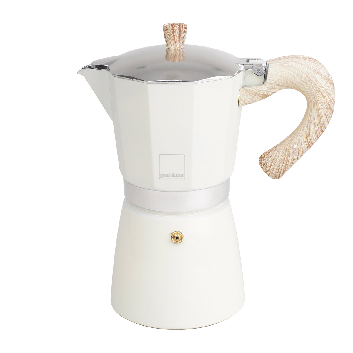 GNALI & ZANI Venezia creami espresso maker with stainless steel design, compact stovetop espresso pot for rich coffee brewing.