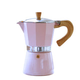 Pink GNALI & ZANI Espressokocher Venezia for brewing coffee, with a sleek stainless steel design and pink finish.
