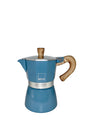 GNALI & ZANI Venezia blue espresso maker, stovetop espresso pot with metallic finish and ergonomic handle.