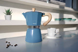 Blue GNALI & ZANI Venezia Espressokocher coffee maker with stainless steel handle and classic design.