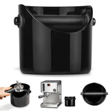 DREAMFARM Kaffeesatz-Behälter for coffee grounds, black plastic container with lid, designed for coffee waste storage.