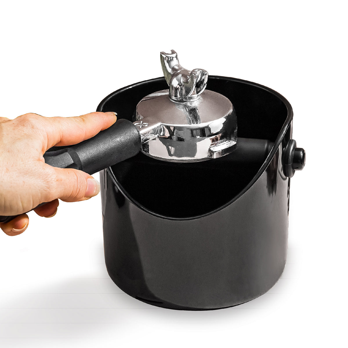 DREAMFARM Kaffeesatz-Behälter for coffee grounds disposal, sleek container with lid for kitchen use.