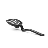 Black kitchen ladle from DREAMFARM Lestrain, a versatile kitchen helper with a curved handle and deep bowl for scooping liquids.