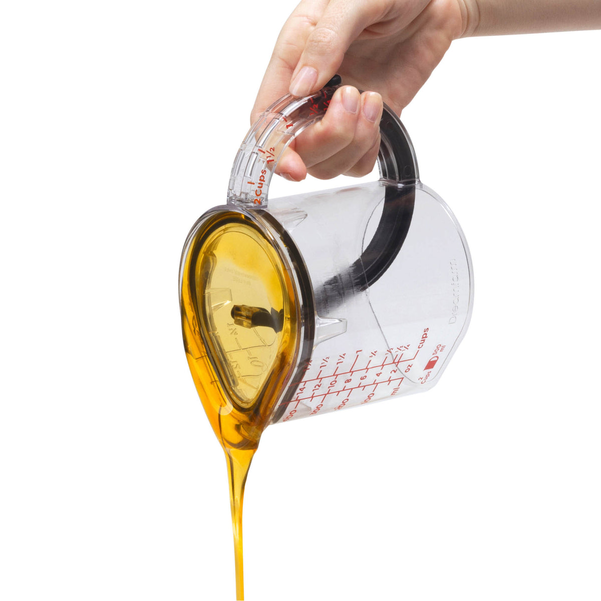 DREAMFARM messbecher, measuring cup with clear plastic body and measurement markings for precise liquid measurement