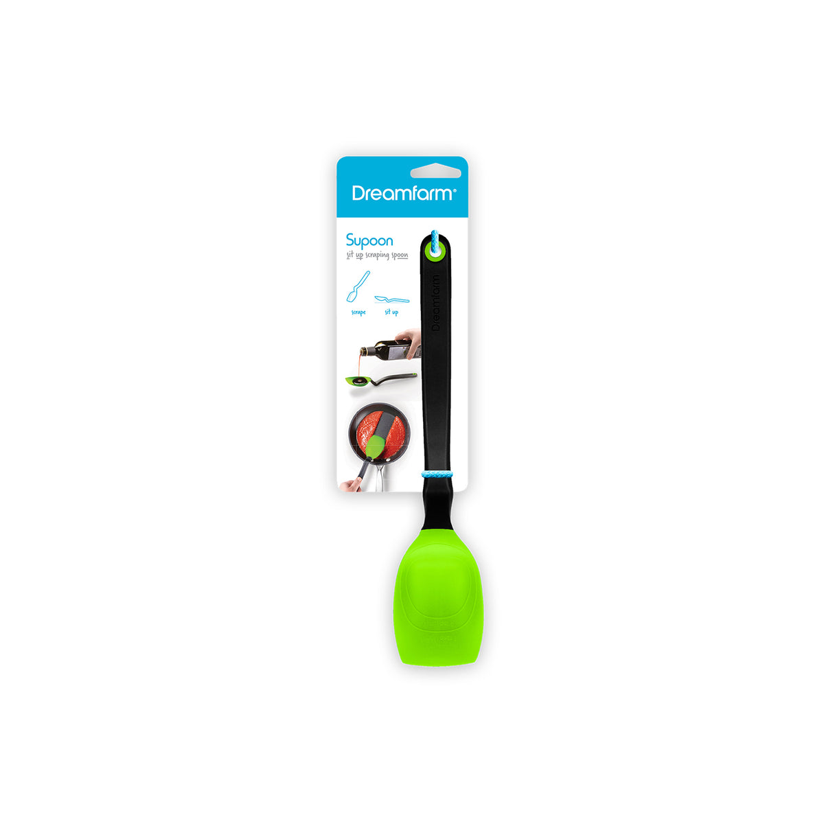 DREAMFARM 3-in-1 Kochlöffel (stirring spoon) with ergonomic handle, suitable for cooking and serving in the kitchen.