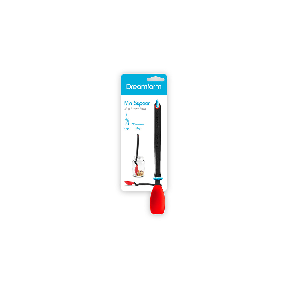 DREAMFARM MINI SUPOON cooking spoon with small wooden handle, ideal for stirring and serving in the kitchen.