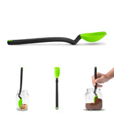 DREAMFARM mini soup spoon, wooden cooking utensil with smooth handle and small rounded bowl for serving soups and sauces.